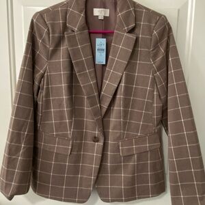 LOFT Mauve Brown Plaid Blazer